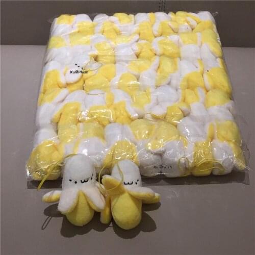 Wholesale 50PCS New 6CM Yellow Banana Plush Stuffed TOY , Gift String Keychain Plush Doll