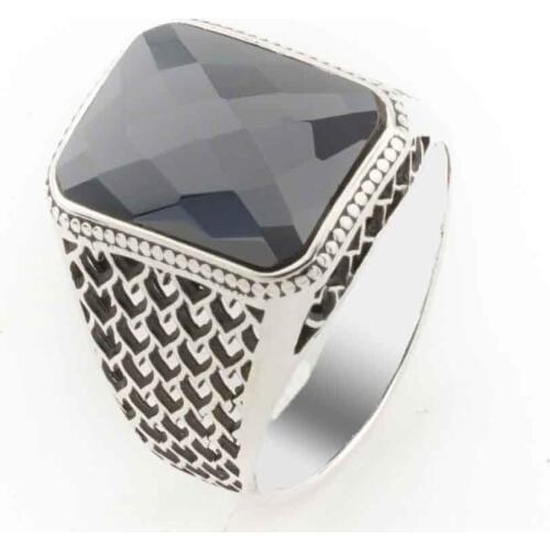 925 sterling Silver Zircon Stone Pattern Men 'S Ring
