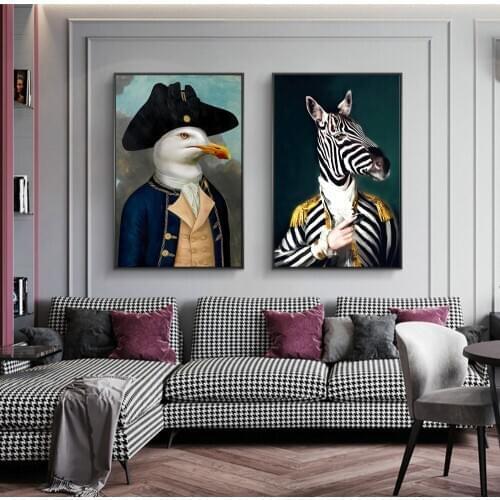 Abstract Zebra in Military Uniform Canvas Paintings On the Wall Art Posters And Prints Funny Art Animals Picture Home Decoration