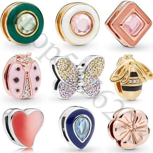 925 Sterling Silver Bead Reflexions Butterfly Queen Bee Clip Charm Fit Fashion Women Pandora Bracelet Bangle Gift DIY Jewelry