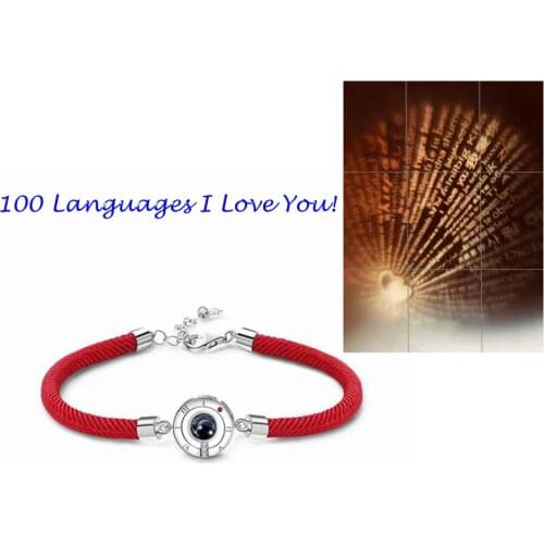 100 Languages Lucky Couple Bracelets I Love You Memory Women Gifts Steel Roman Numerals Cubic Zirconia Rope Bracelet