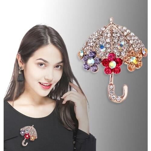 Decorative Accessories Wedding Bridal Jewelry Flower Brooch Pin New style Crystal Umbrella Brooch