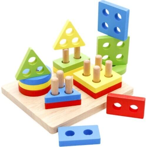 Geometry Pairing Montessori Educational Wooden toy 3D Wooden Sensory Mathematics Jigsaw Training Intellectual Learning Toy Gift