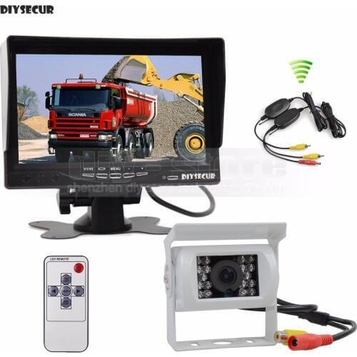 DIYSECUR Wireless 7inch TFT LCD Car Monitor Reverse Rear View Monitor + IR Night Vision HD CCD Rear View Car Camera White