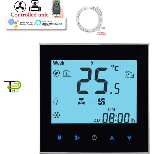 Dual sensor RS485 WIFI Smart Thermostat Temperature Controller for 2 Pipe Fan Coil Heater Cooler 24V 95-240V Air Conditioner