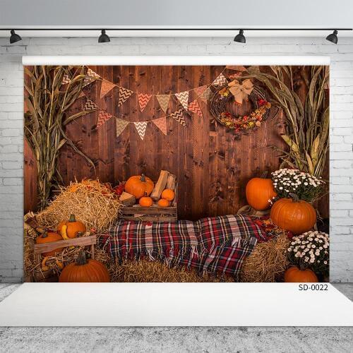 Halloween Autumn Harvest Pumpkin Wooden Photography Background Baby Shower Child Portrait Photographic Backdrop For Photo Studio