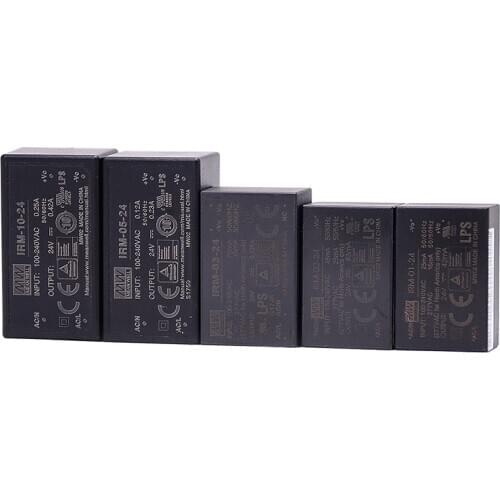 IRM-01/02/03/05/10 meanwell power supply ac dc 3.3/5/12/15/24V class 2 design smps Waterproof dustproof miniature