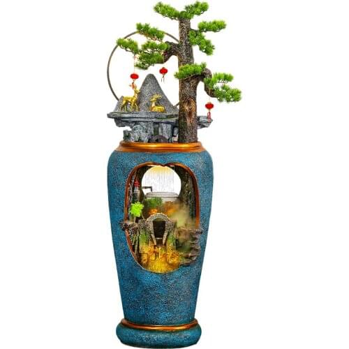 TT Artificial Mountain and Fountain Fish Tank Living Room Courtyard Office Humidifier Landscape Large Floor Lucky Decoration