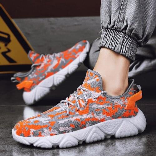 Camouflage Orange Men Summer Sneakers Fashion Knitting Shoes Man Big Size 46 Light Men Casual Shoes Sneakers deportivas hombre