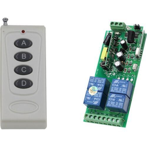 Hot 1000W AC85V 110V 220V 250V 4CH Wide Voltage Relay Receiver Wireless Remote Control Switch Transmitter For Intelligent Home