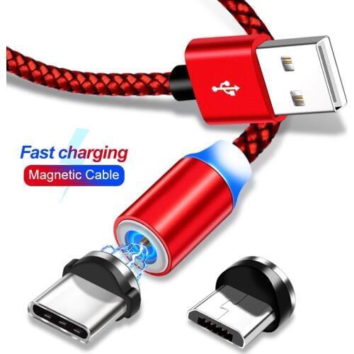Magnetic Cable 2.4A Fast Charger Type C Micro USB Android For Nokia 6 7.1 8.1 Samsung A50 S10 A10 Huawei P30 Honor 8A 9 8 LG G6