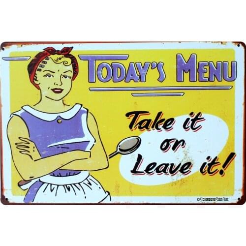 [ Mike86 ] TODAYS MENU TAKE and LOVE IT TIN SIGN Retro Wall ART Plaque Vintage Gift Decoration AA-218 Mix order 20*30 CM