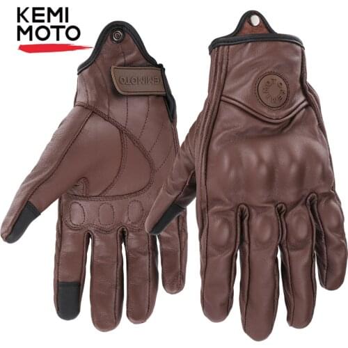 KEMiMOTO Leather Motorcycle Gloves Touch Screen Real Leather Men Moto Guantes Motorbike Protective Gears Cycling Motocross Glove