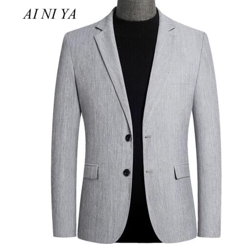 New Suit Jacket Mens Fashion Tops Slim Handsome Spring Autumn Male Suits Coat British Casual Mens White Blazer Jacket Solid