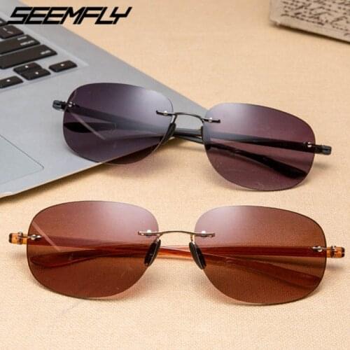 Seemfly Vintage Bifocal Reading Sunglasses Men Women Rimless Presbyopia Eyeglasses Diopters +1.5 2.0 2.5 3.0 3.5 UV400 Shades