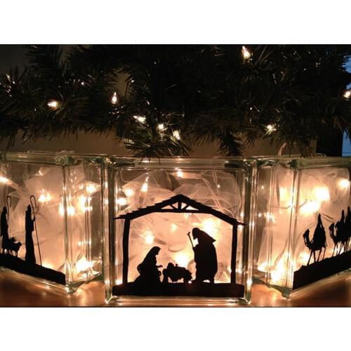 Holiday Christmas Decor Nativity Scene Baby Jesus Vinyl Decal Sticker, Christmas Glass Vinyl Decal Nativity Sign Home Decoration