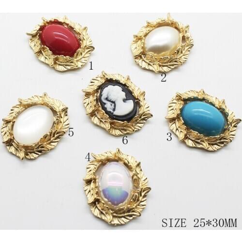 Metal Alloy Leaves Buttons 5pcs/set Gold 25*30mm Flower button wedding decoration Sewing Accessories Mix Pattern Color