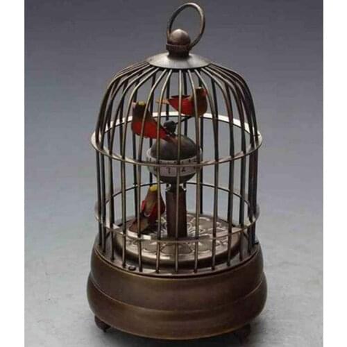 Rare brass bird cage Mechanical Table Clock Alarm Clock