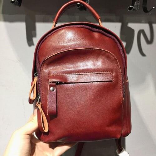 Retro Style Genuine Leather Backpack for Women Soft Cowhide School Supplies for Teenage Girls Mini Back Pack Molicha 2021 New