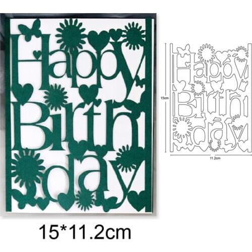 Happy Birthday Frame Metal Cutting Dies Stencil for DIY Scrapbooking Album Embossing Paper Cards Decoratve Crafts Die Cuts