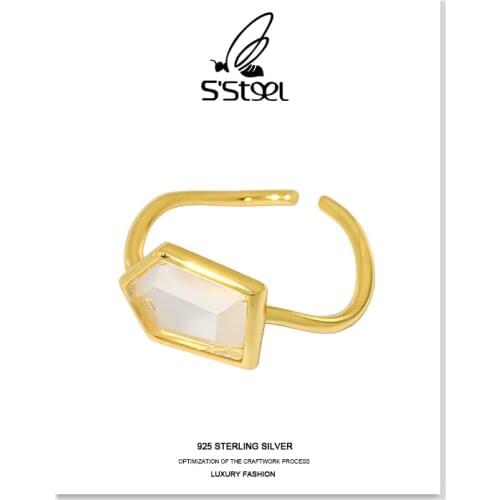 SSTEEL Minimalist Ring Gifts For Women 925 Sterling Silver Designer Crystal Gold Open Rings Parure Bijoux Femme Fine Jewellery