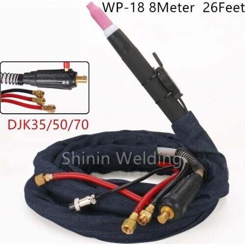 26feet WP-18P straight shank water-cooled argon arc welding torch DKJ-35-50 welding wire gun handle for quick plug CNC welding
