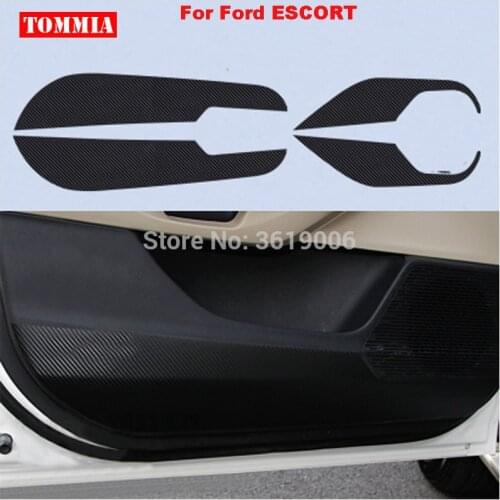 TOMMIA For FORD ESCORT Car Inside Door Cover Scratch Protection Anti Kick Pads Carbon Fiber Stickers 4pcs