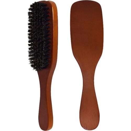 Solid Wood 100% Boar Shaving Brush Beard Massage Black Boar Bristle Hair Brush Curved Wooden Men Beard Mustache Brushes