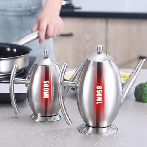 Egg Shape Large Capacity Stainless Steel Long Spout Sauce Olive Oil Bottle Pot