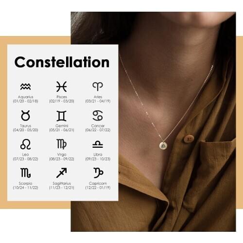 Classic Female Twelve Zodiac Necklace New Fashion Rose Gold Silver Color Necklace Wholesale Stainless Steel Jewelry Necklace