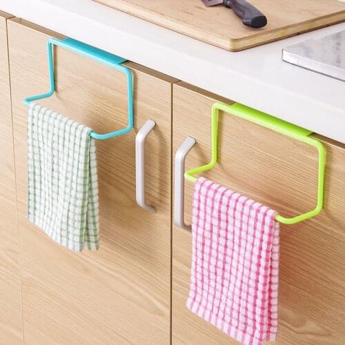 1Pcs Plastic Hanging Holder Towel Rack Multifunction Cupboard Cabinet Door Back Kitchen Accessories Home Storage Towel Holder