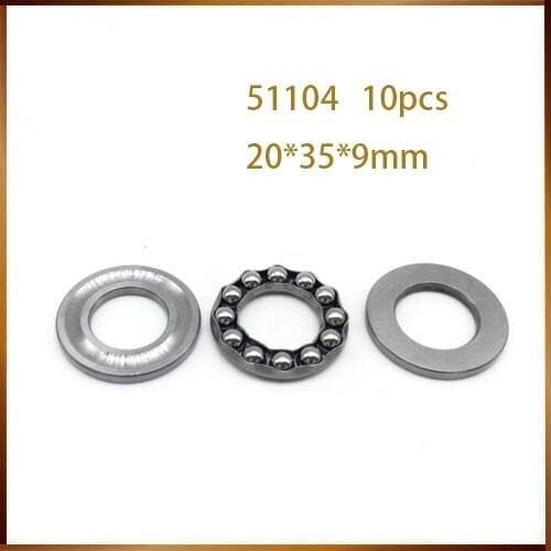 10pcs Free Shipping Axial Ball Thrust Bearing 51104 20*35*10 mm Plane thrust ball bearing 8104