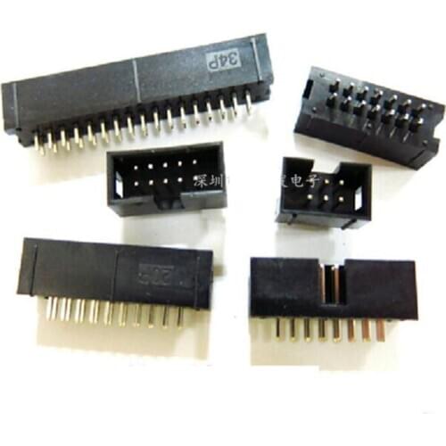 100PCS DC3 6P 8P 10P 14P 16P 20P 26P 30P 34P 40P 50P 2.54mm Socket Header Connector ISP Male Double-spaced Straight IDC JTAG