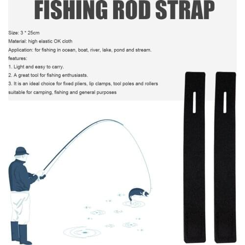 2pcs Fishing Rod Tied Strap Fastener Cable Cord Ties Fishing Tackle Holder Belt Rod Holder Raft Fishing Barrel Accessory