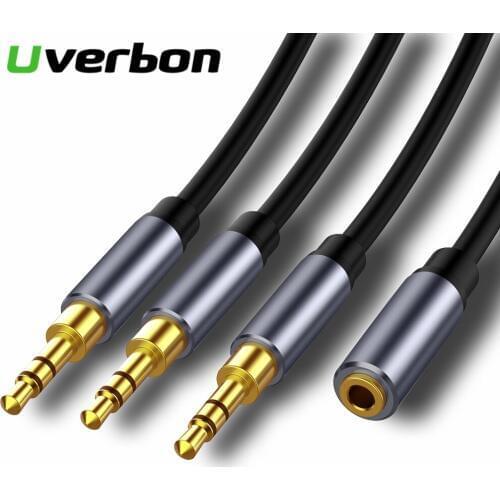 3.5mm Audio Splitter Cable 3.5mm Female to 3 Port 3.5mm Male with Mic 3.5 Extension Aux Cable Adapter for Car Speaker
