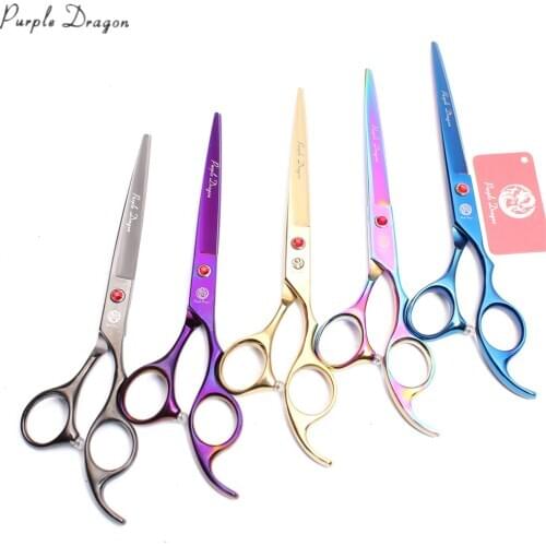 7.0" Stainless Purple Dragon Professional Pet Scissors Straight Scissors Cutting Shears Dog Grooming Scissors Dropshipping Z4007