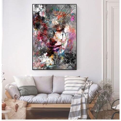 Abstract Girl Wall Paintings Print On Canvas Wall Art Prints Graffiti Art Prints Pop Art Wall Pictures For Living Room