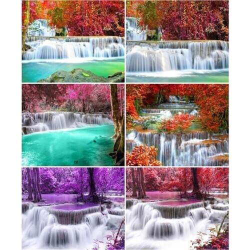 AZQSD Oil Painting By Numbers Waterfall Home Living Room Art Craft 40x50cm DIY Pictures By Numbers Scenery Handpainted Gift