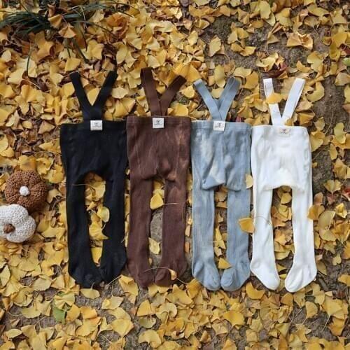 Tights for Girls Spring Autumn Candy Color Children Pantyhose with Shoulder Strap Knitted Baby Boys Tights Fashion Kids Tights