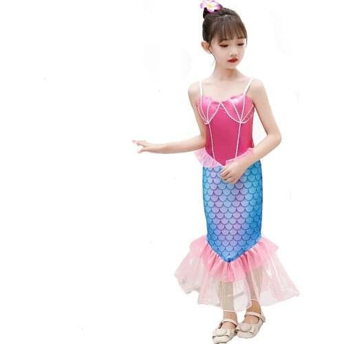 Girls Mermaid Princess Dress Costume Cosplay For Children Halloween Party Ball Gown Princess Costumes