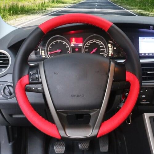 For MG MG6 MG 6 2010 2011 2012 2013 2014 2015 2016 Car Steering Wheel Cover Black Suede Orange Leather Hand-stitched Auto interi