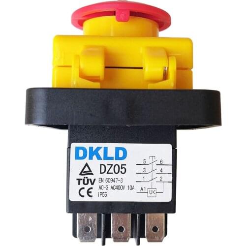 DKLD Electromagnetic Switches Emergency Stop Pushbutton Switch for Bench Drill DZ05 7Pins 400V IP55