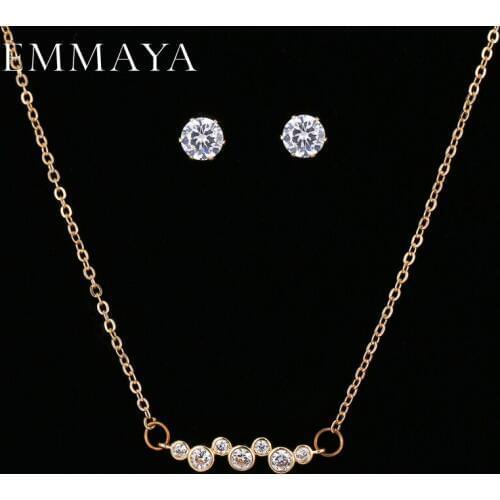 EMMAYA Wholesale Cheap Jewelry Sets CZ Cubic Zirconia Necklace/Stud Earring Set Fashion Cute Gifts