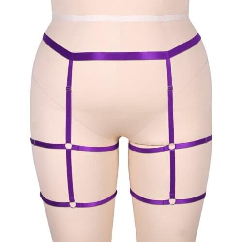 Fetish Rave Bondage Stockings Wedding Garter Leg Harness Elastic Hollow Out Women Lingerie Adjustable Sexy Garter Belt Body Cage