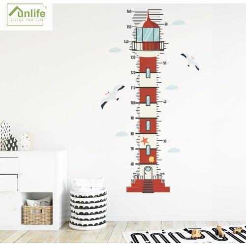 Funlife® New Design Wallpaper Lighthouse Height Chart Wall Decals Record Growth Wall Stickers Nursery Kids Living Room Decor DIY