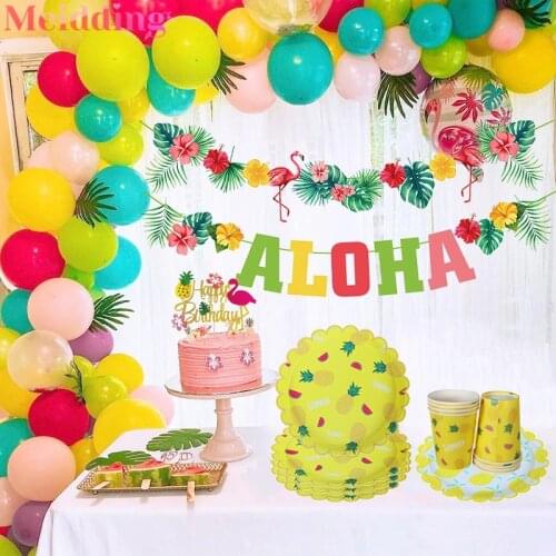 Hawaii Party Flamingo ALOHA Party Decorations Pineapple Summer Tropical Party Supplies Hawaiian Birthday Party Wedding Decor