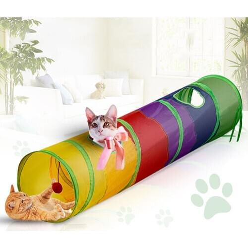 Practical Cat Tunnel Colorful Pet Tube Foldable Play Toy Indoor Outdoor Kitty Puppy Toys for Puzzle Exercising Hiding Training
