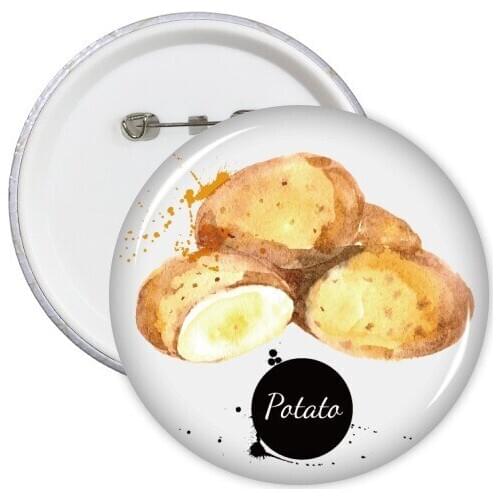 Potato Vegetable Tasty Healthy Watercolor Round Pins Badge Button Clothing Decoration Gift 5pcs