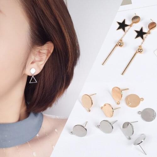 10pcs Round Metal Stud Earring Making Findings DIY Handmade Drop Earrings Jewelry Accessories for Women Girls Wholesale