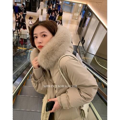 LMQ NEW 2020 Winter Women Fur Hooded 70% White Duck Down Thick Warm Fashion Oversize Long Coat Outerwear Down Jacket